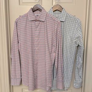 TWO Men’s Banana Republic Dress Shirts - M, Lattice Weave, Mint Condition